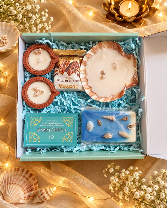 Coastal Diwali Gift Hamper 1 | Handmade Seashell Candles & Coastal Gifts