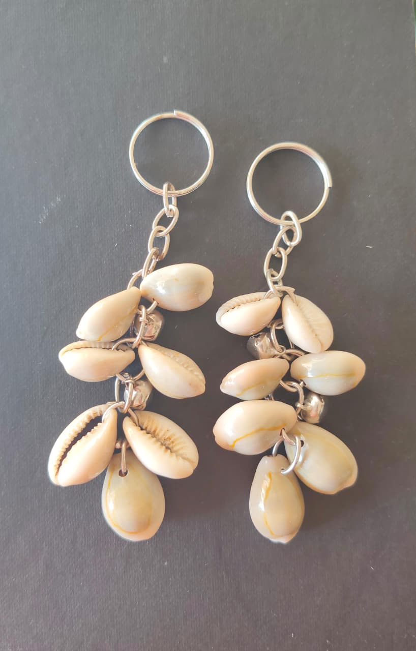 Cowrie Shell Ghungroo Keychain | Handmade Sea Shell Bag Charm