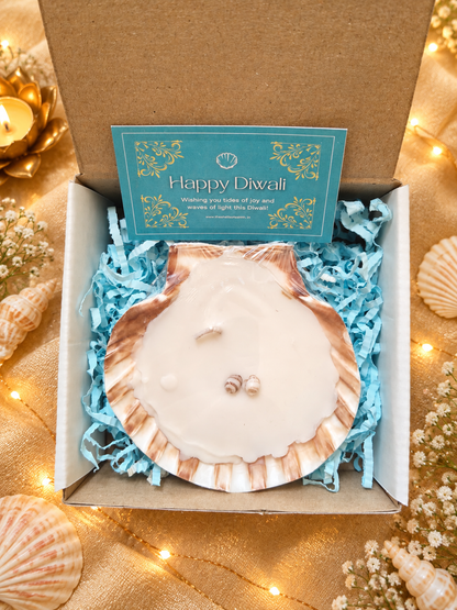 The Coastal Candle Gift Box | Handmade Seashell Candle – Diwali Gift