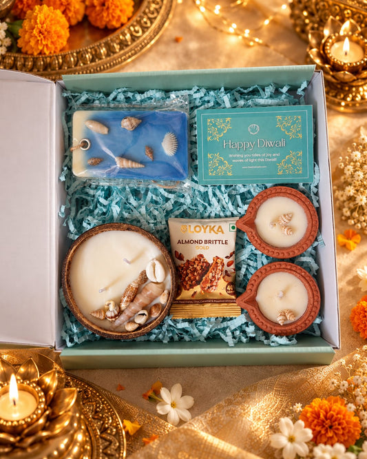 Coastal Diwali Gift Hamper 1 | Handmade Seashell Candles & Coastal Gifts