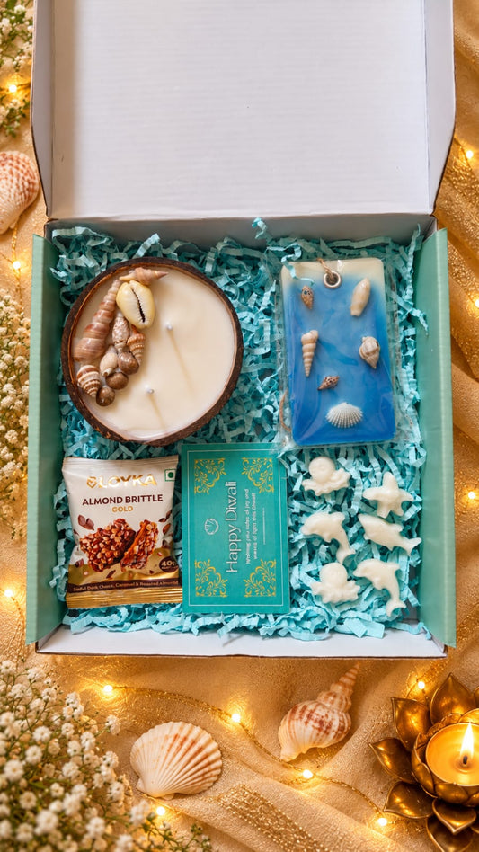 The Coastal Glow Hamper | Candle, Wax Sachet & Lavender Wax Melts