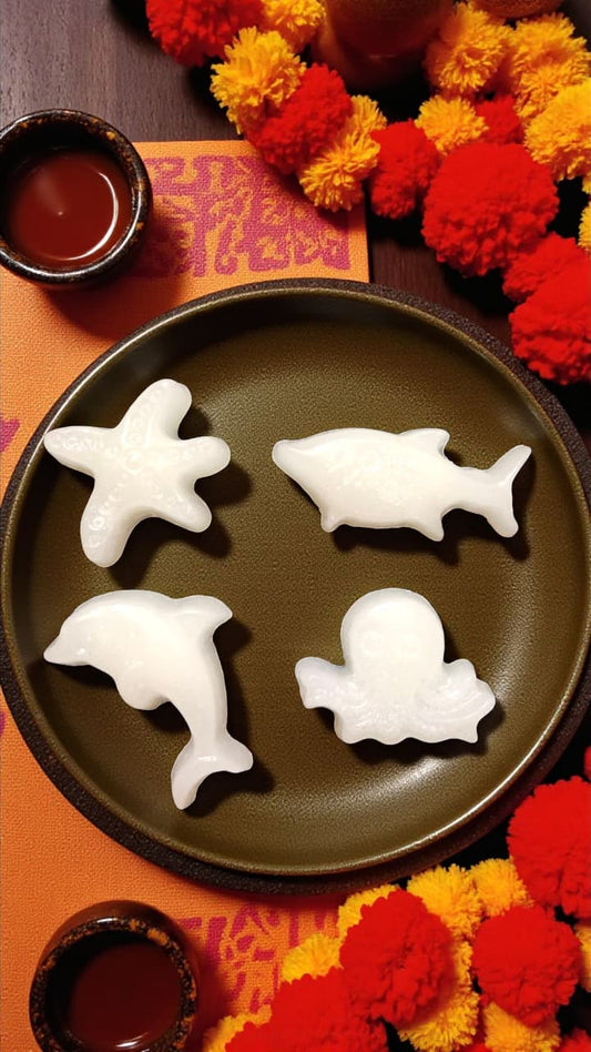 Ocean-Inspired Wax Melts (2–3 cm) – Festive Diwali Special | Eco-Friendly, Handcrafted Vanilla Scent