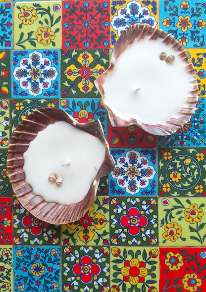 Handmade Scallop Shell Candle (4.5–5.5 inches) – Coastal Decor | Seashell Soy Wax Candle