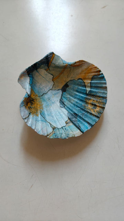 Decoupage Scallop Shell – Trinket Dish (4.5–5.5 inches)