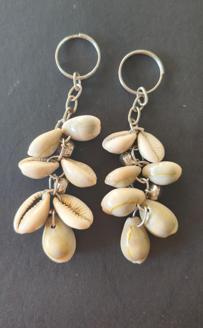 Cowrie Shell Ghungroo Keychain | Handmade Sea Shell Bag Charm