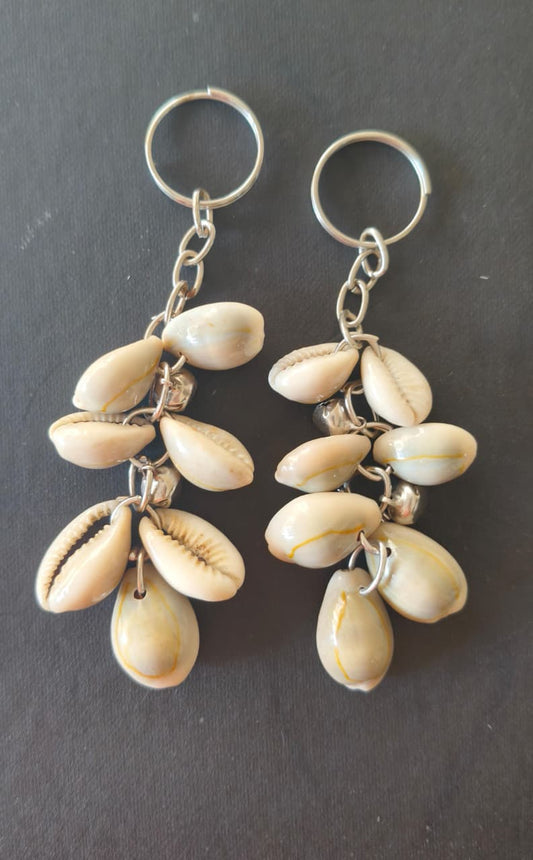 Cowrie Shell Ghungroo Keychain | Handmade Sea Shell Bag Charm